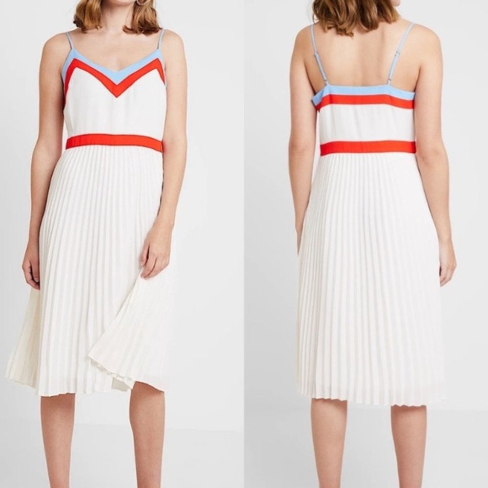 Banana republic color block pleated midi dress
